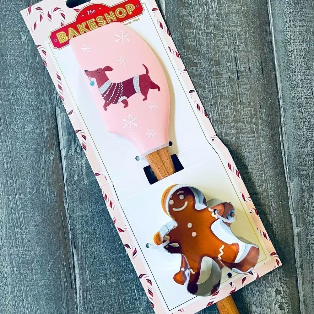 Christmas Dachshund Dog Baking Spatula Cookie Cutter Gift Set
